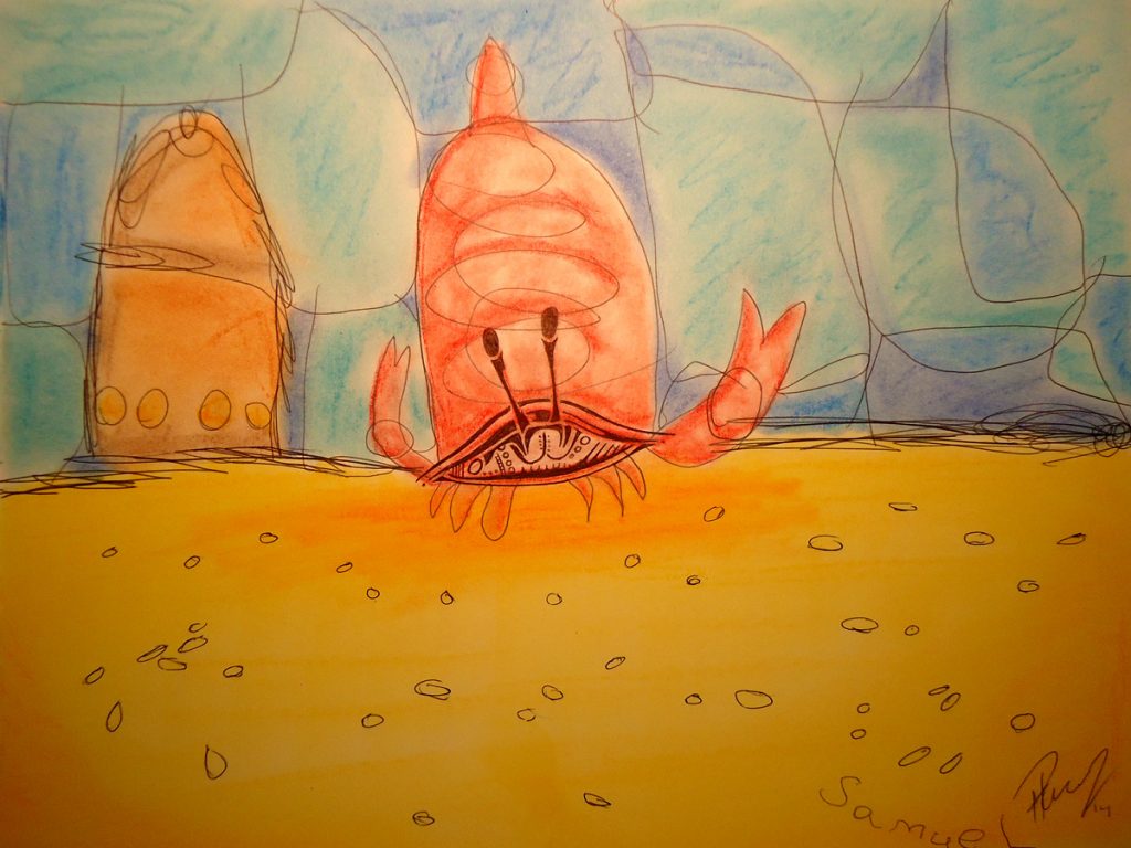 Mr. Crab - ink and pastels