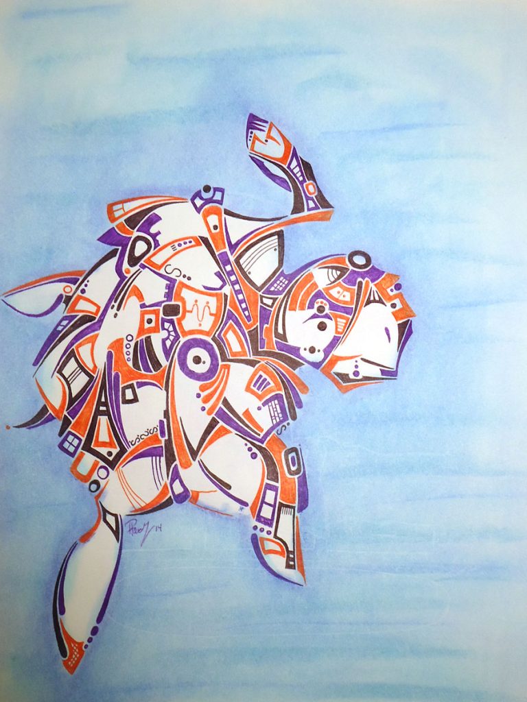 Sea turtle - Ink & Pastels